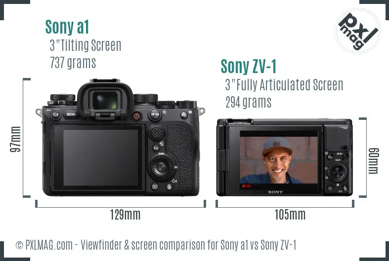 Sony a1 vs Sony ZV-1 Screen and Viewfinder comparison