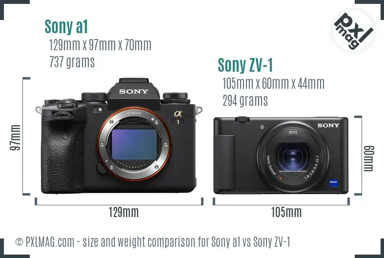 Sony a1 vs Sony ZV-1 size comparison