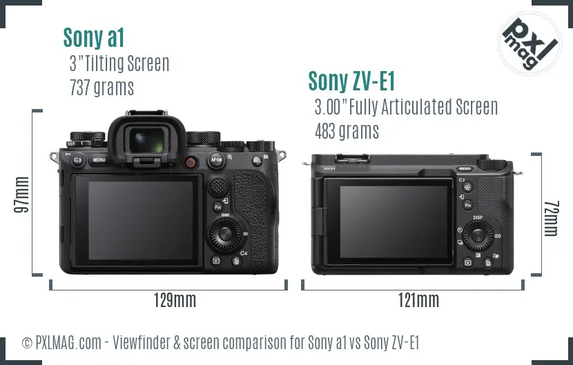 Sony a1 vs Sony ZV-E1 Screen and Viewfinder comparison Sony a1 vs Sony ZV-E1 Screen and Viewfinder comparison