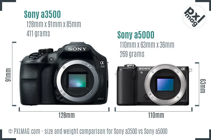 Sony a3500 vs Sony a5000 size comparison