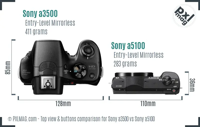 Sony a3500 vs Sony a5100 top view buttons comparison