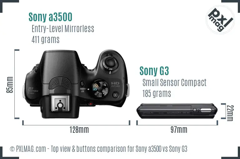 Sony a3500 vs Sony G3 top view buttons comparison