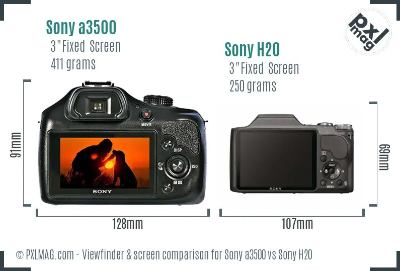Sony a3500 vs Sony H20 Screen and Viewfinder comparison Sony a3500 vs Sony H20 Screen and Viewfinder comparison