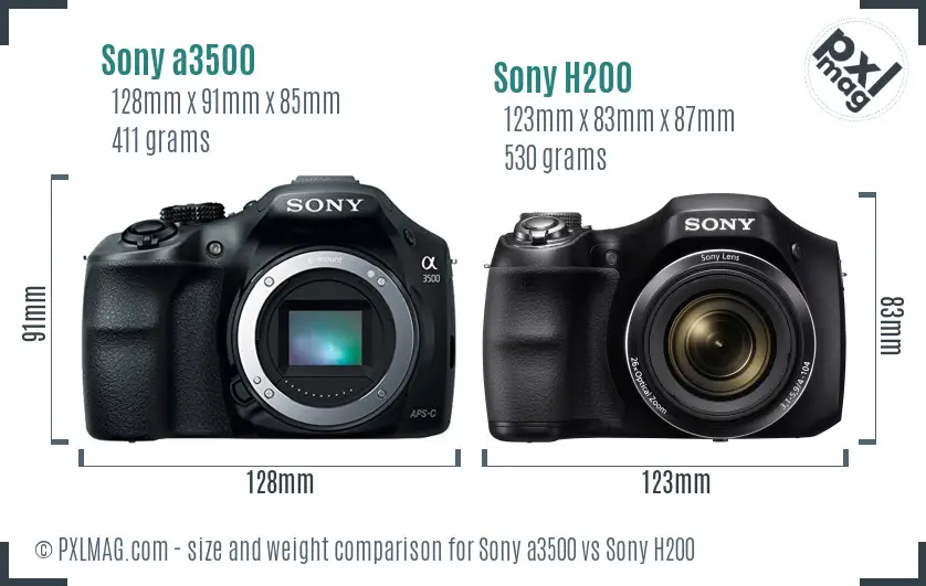 Sony a3500 vs Sony H200 size comparison