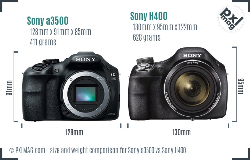 Sony a3500 vs Sony H400 size comparison