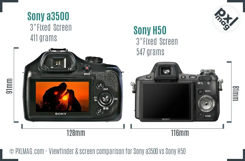 Sony a3500 vs Sony H50 Screen and Viewfinder comparison Sony a3500 vs Sony H50 Screen and Viewfinder comparison