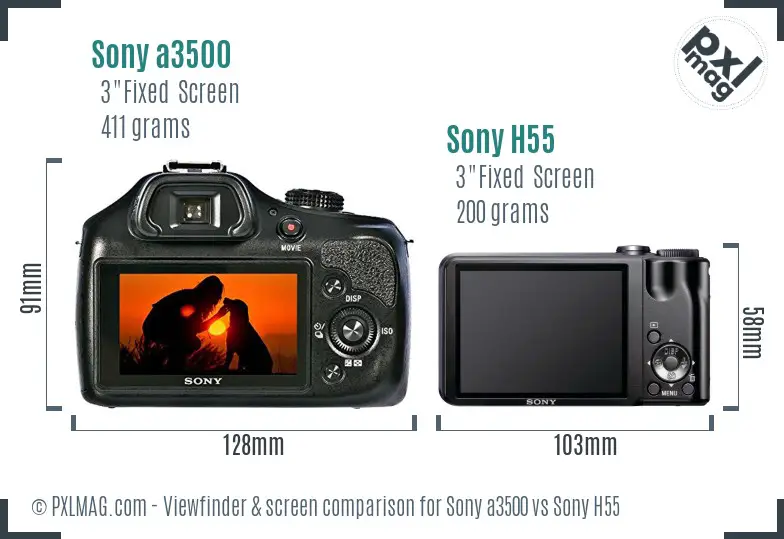 Sony a3500 vs Sony H55 Screen and Viewfinder comparison