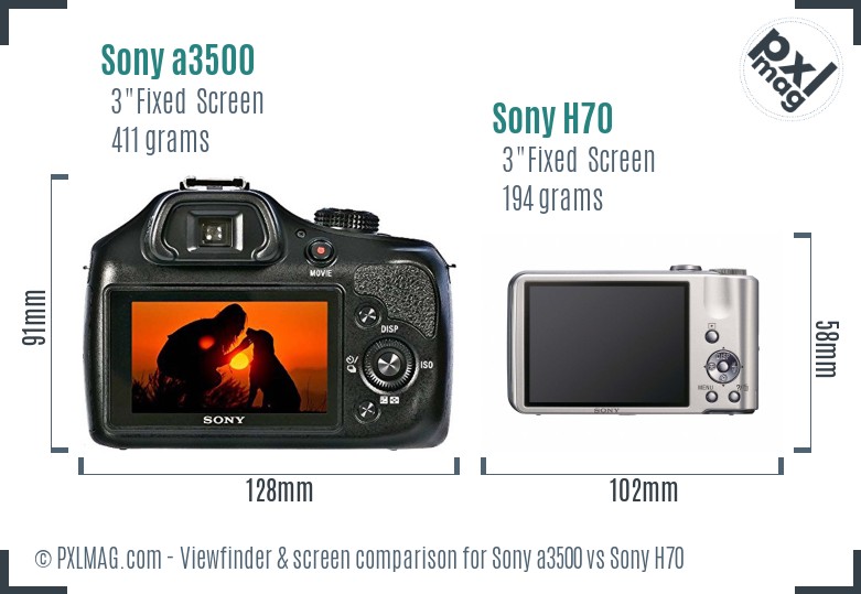 Sony a3500 vs Sony H70 Screen and Viewfinder comparison