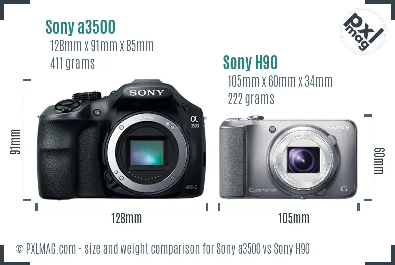 Sony a3500 vs Sony H90 size comparison Sony a3500 vs Sony H90 size comparison