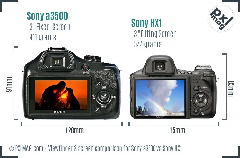 Sony a3500 vs Sony HX1 Screen and Viewfinder comparison