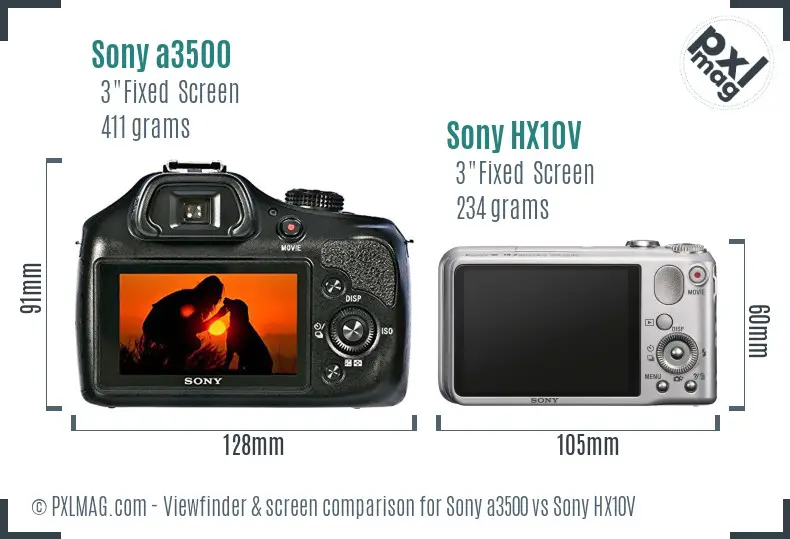 Sony a3500 vs Sony HX10V Screen and Viewfinder comparison