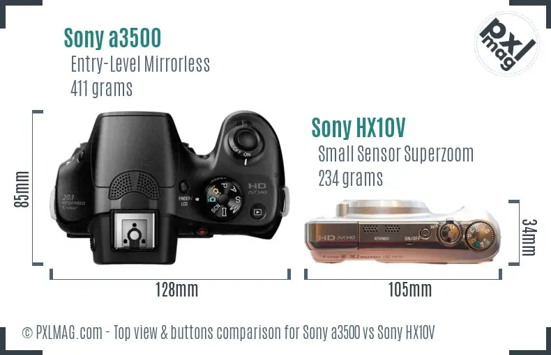 Sony a3500 vs Sony HX10V top view buttons comparison