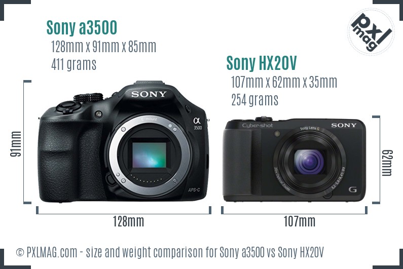 Sony a3500 vs Sony HX20V size comparison Sony a3500 vs Sony HX20V size comparison
