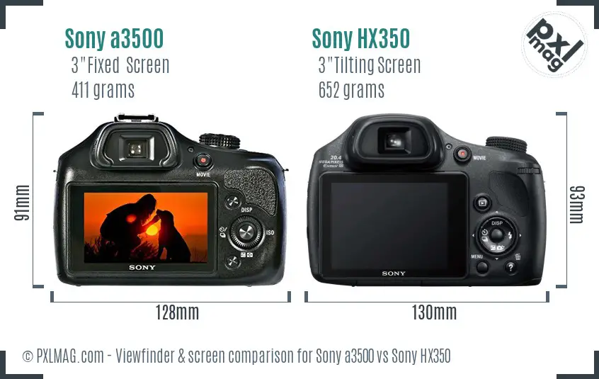 Sony a3500 vs Sony HX350 Screen and Viewfinder comparison