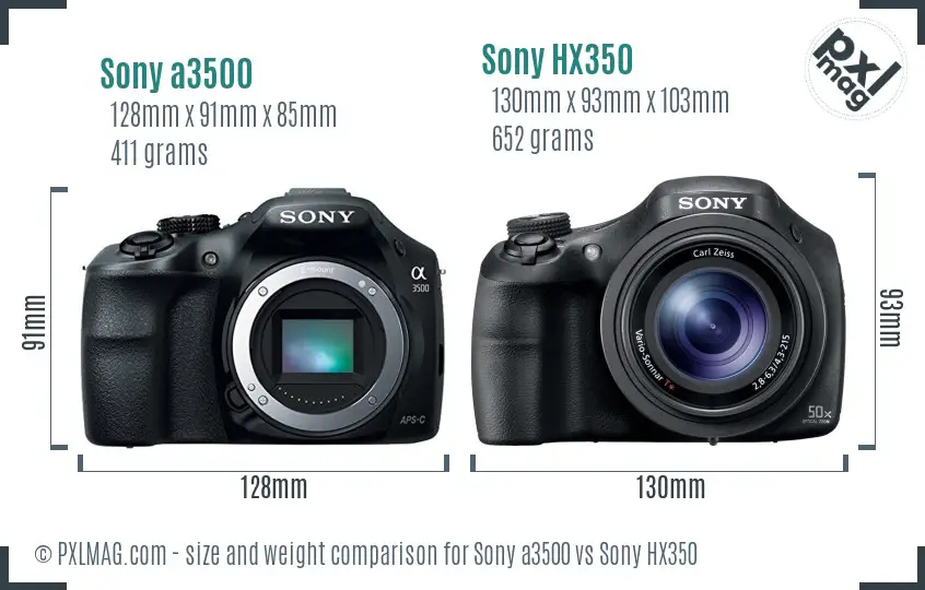 Sony a3500 vs Sony HX350 size comparison