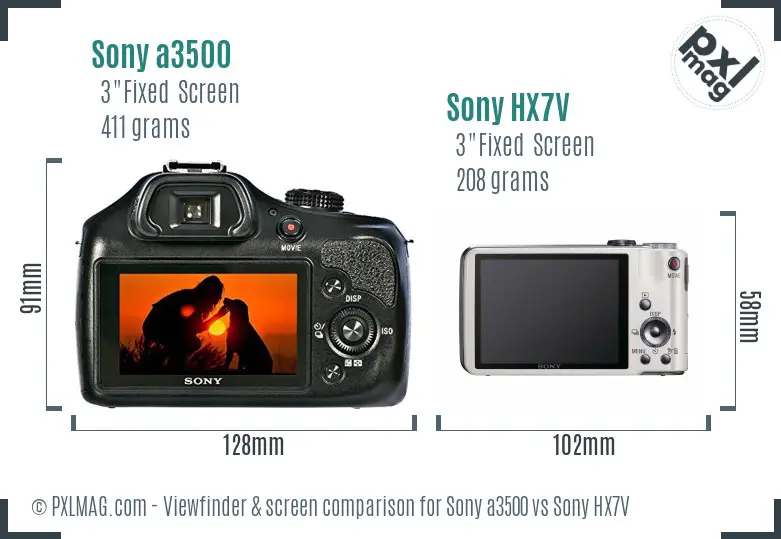 Sony a3500 vs Sony HX7V Screen and Viewfinder comparison Sony a3500 vs Sony HX7V Screen and Viewfinder comparison