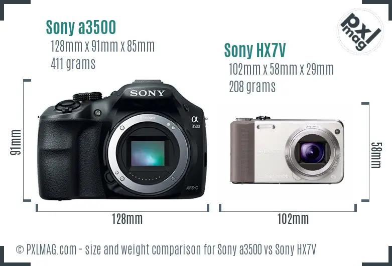 Sony a3500 vs Sony HX7V size comparison Sony a3500 vs Sony HX7V size comparison