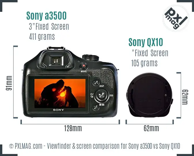 Sony a3500 vs Sony QX10 Screen and Viewfinder comparison