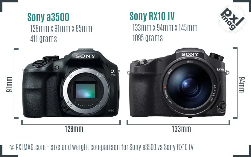Sony a3500 vs Sony RX10 IV size comparison