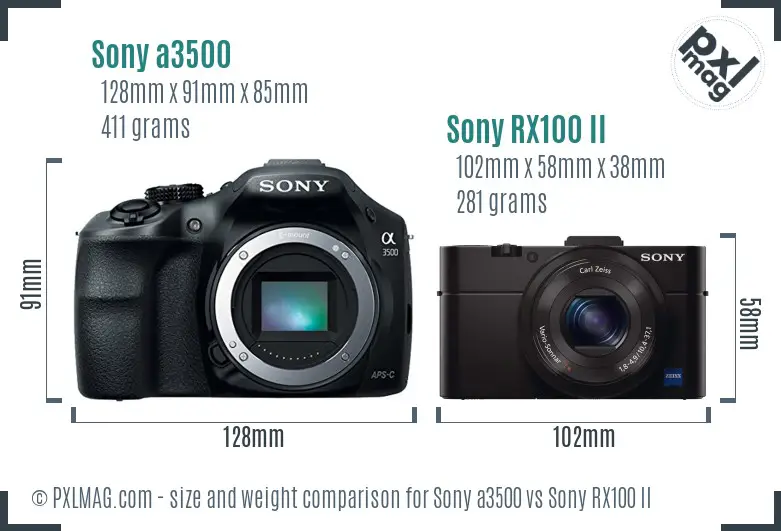 Sony a3500 vs Sony RX100 II size comparison