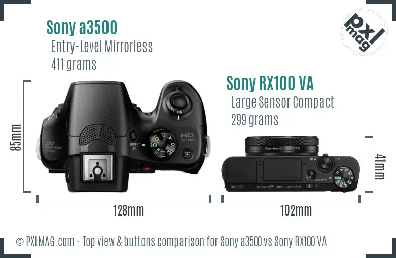 Sony a3500 vs Sony RX100 VA top view buttons comparison