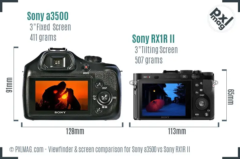 Sony a3500 vs Sony RX1R II Screen and Viewfinder comparison