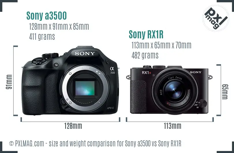 Sony a3500 vs Sony RX1R size comparison