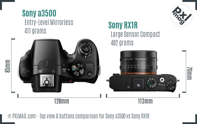 Sony a3500 vs Sony RX1R top view buttons comparison