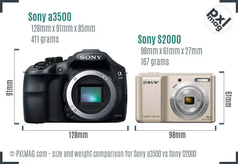 Sony a3500 vs Sony S2000 size comparison