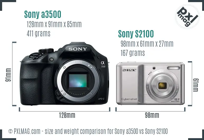 Sony a3500 vs Sony S2100 size comparison