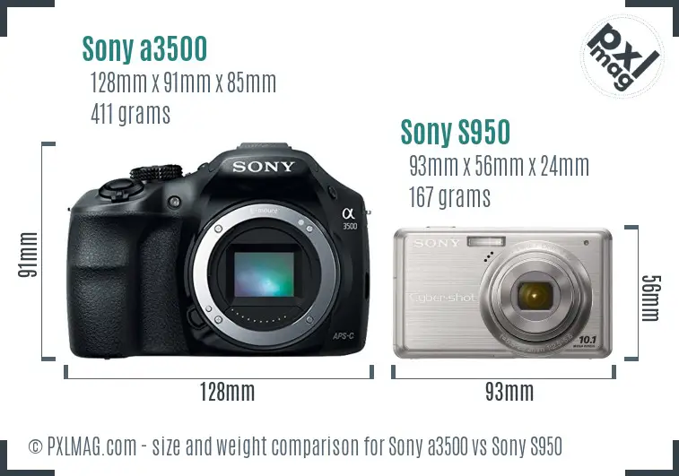 Sony a3500 vs Sony S950 size comparison