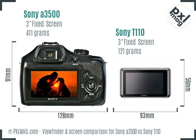 Sony a3500 vs Sony T110 Screen and Viewfinder comparison