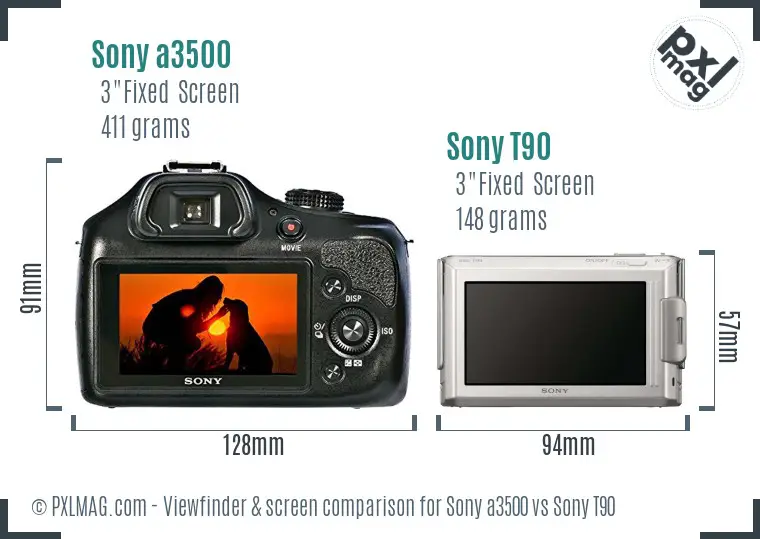 Sony a3500 vs Sony T90 Screen and Viewfinder comparison