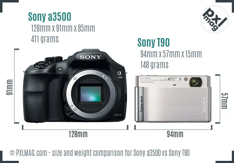 Sony a3500 vs Sony T90 size comparison