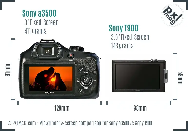 Sony a3500 vs Sony T900 Screen and Viewfinder comparison Sony a3500 vs Sony T900 Screen and Viewfinder comparison