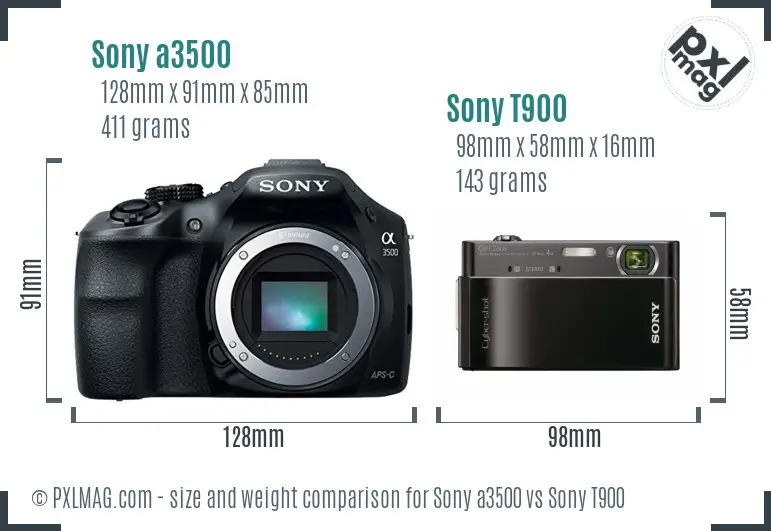 Sony a3500 vs Sony T900 size comparison Sony a3500 vs Sony T900 size comparison