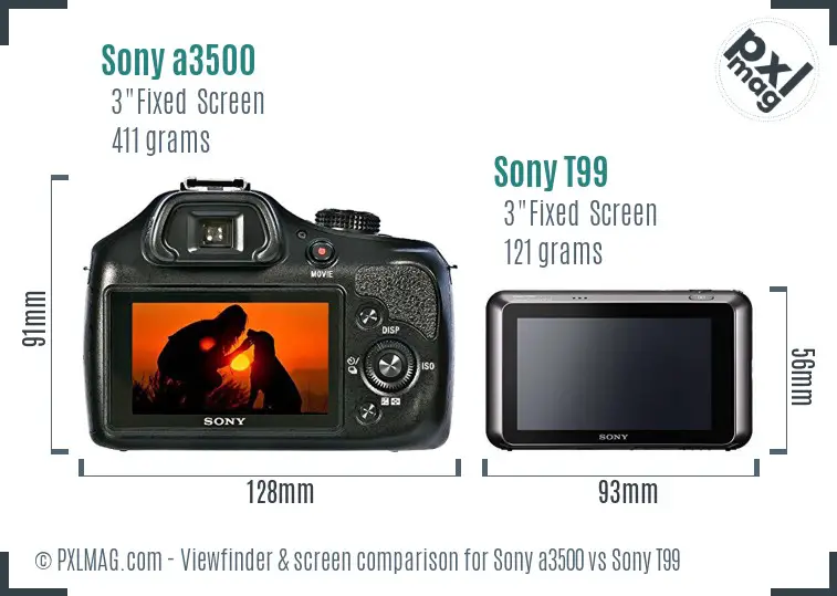 Sony a3500 vs Sony T99 Screen and Viewfinder comparison Sony a3500 vs Sony T99 Screen and Viewfinder comparison