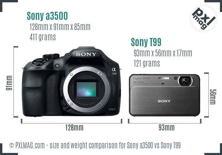 Sony a3500 vs Sony T99 size comparison Sony a3500 vs Sony T99 size comparison