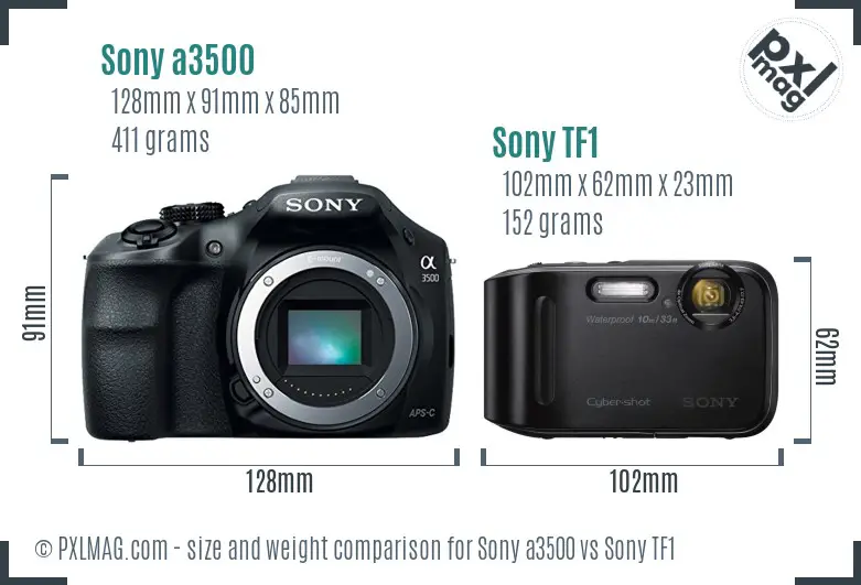 Sony a3500 vs Sony TF1 size comparison
