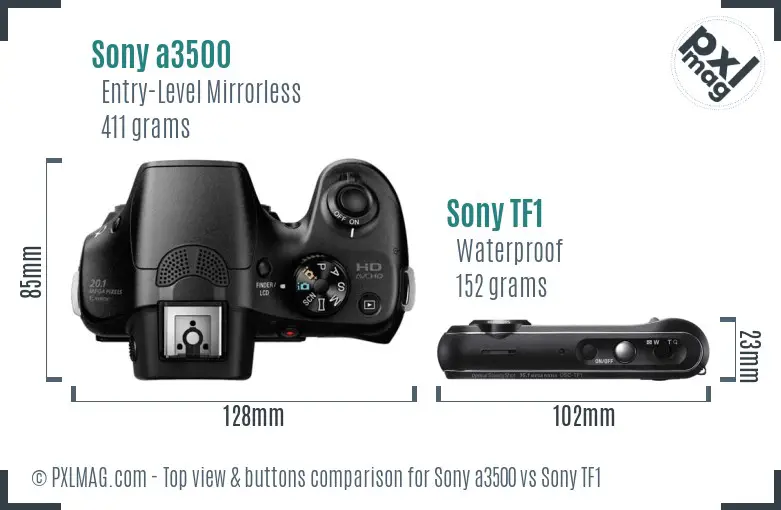 Sony a3500 vs Sony TF1 top view buttons comparison