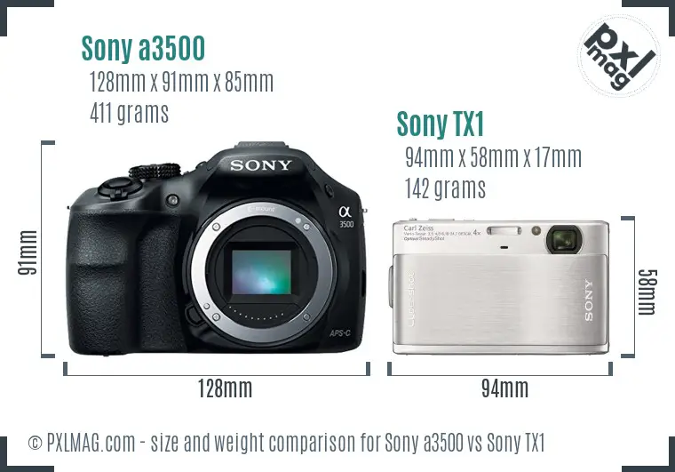 Sony a3500 vs Sony TX1 size comparison
