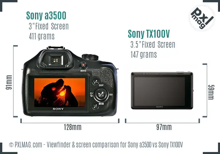 Sony a3500 vs Sony TX100V Screen and Viewfinder comparison