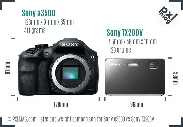 Sony a3500 vs Sony TX200V size comparison