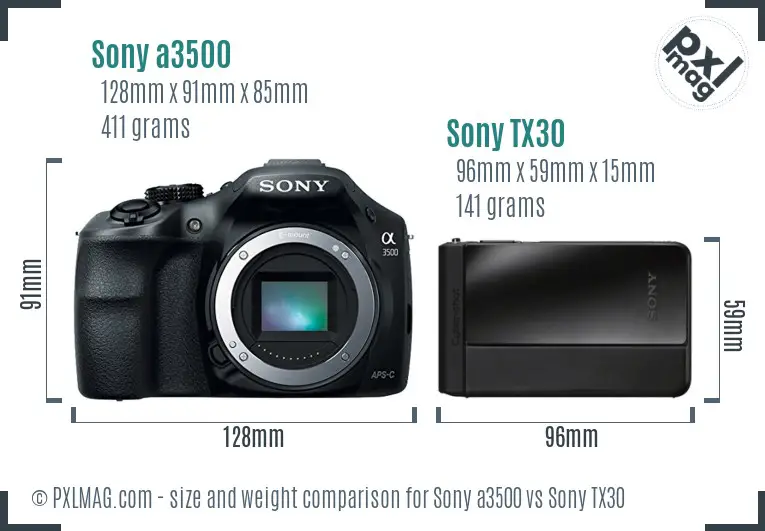 Sony a3500 vs Sony TX30 size comparison