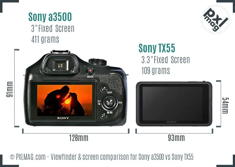 Sony a3500 vs Sony TX55 Screen and Viewfinder comparison