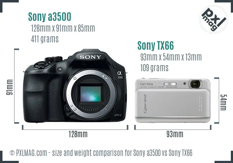 Sony a3500 vs Sony TX66 size comparison