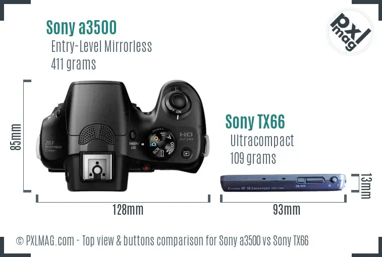 Sony a3500 vs Sony TX66 top view buttons comparison