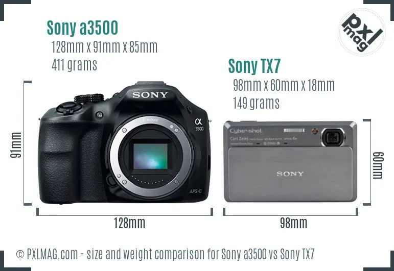 Sony a3500 vs Sony TX7 size comparison