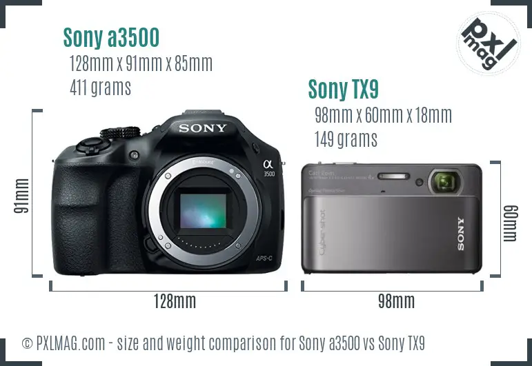 Sony a3500 vs Sony TX9 size comparison