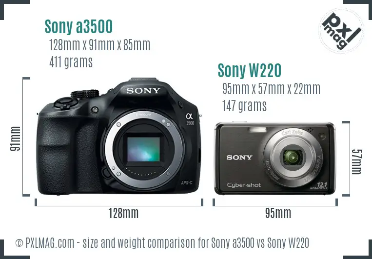 Sony a3500 vs Sony W220 size comparison